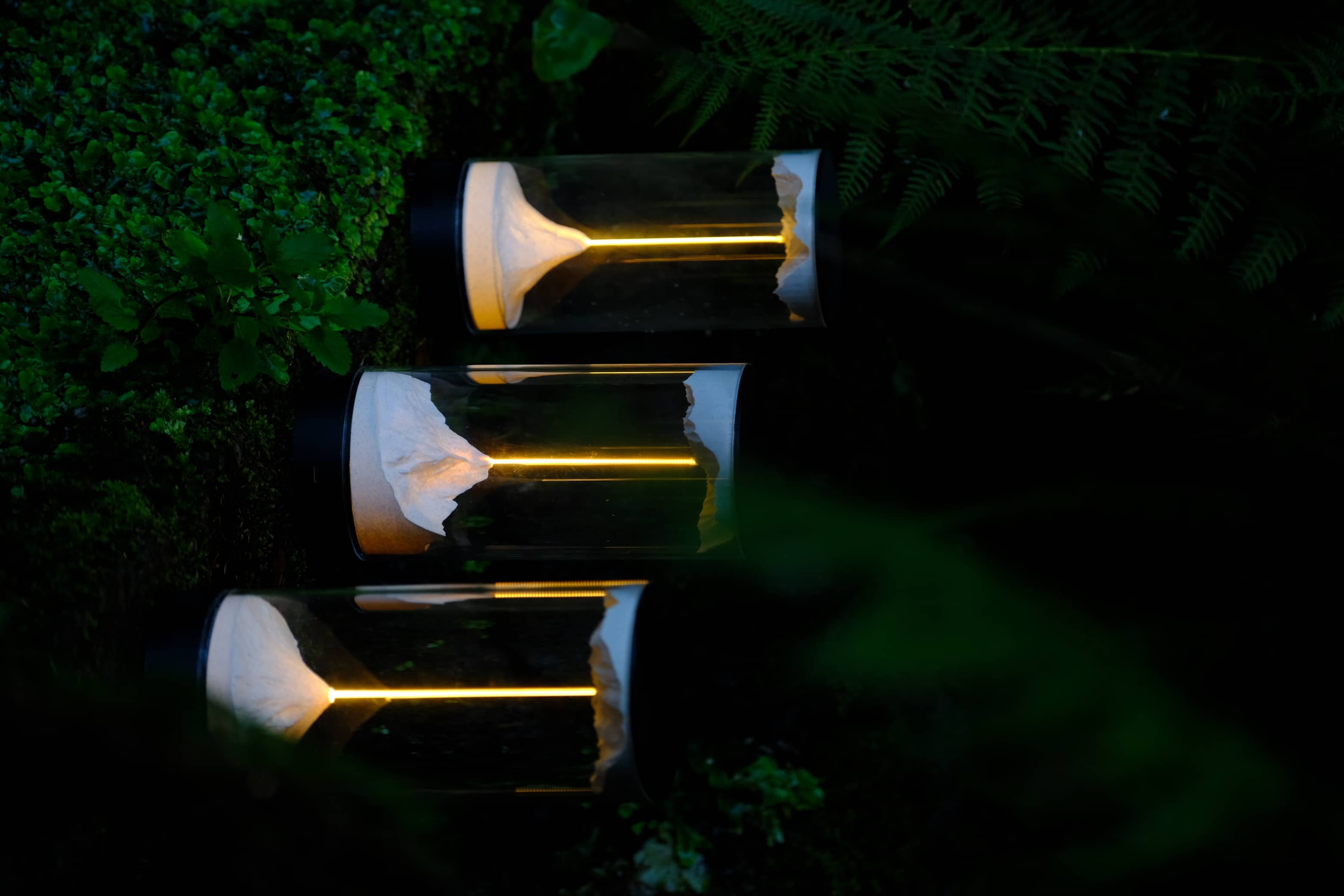 Three LightSpring lamp prototypes on display